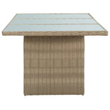 NNEVL Garden Dining Table Brown 200x100x74 cm Glass and Poly Rattan