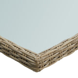 NNEVL Garden Dining Table Brown 200x100x74 cm Glass and Poly Rattan
