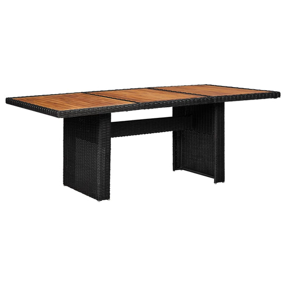 NNEVL Garden Dining Table Black 200x100x74 cm Poly Rattan