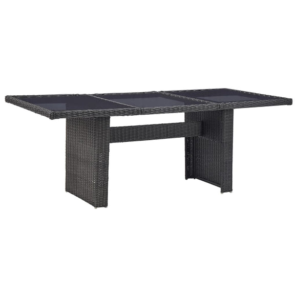 NNEVL Garden Dining Table Black 200x100x74 cm Glass and Poly Rattan
