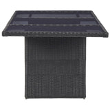 NNEVL Garden Dining Table Black 200x100x74 cm Glass and Poly Rattan