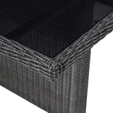 NNEVL Garden Dining Table Black 200x100x74 cm Glass and Poly Rattan
