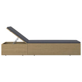 NNEVL Sunlounger Poly Rattan Brown and Dark Grey