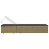 NNEVL Sunlounger Poly Rattan Brown and Dark Grey