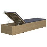 NNEVL Sunlounger Poly Rattan Brown and Dark Grey