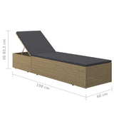 NNEVL Sunlounger Poly Rattan Brown and Dark Grey