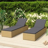 NNEVL Sunlounger Poly Rattan Brown and Dark Grey