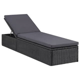 NNEVL Sunlounger Poly Rattan Black and Dark Grey