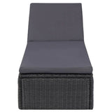 NNEVL Sunlounger Poly Rattan Black and Dark Grey