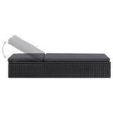 NNEVL Sunlounger Poly Rattan Black and Dark Grey