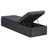 NNEVL Sunlounger Poly Rattan Black and Dark Grey