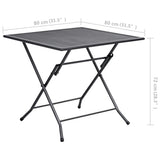 NNEVL Folding Mesh Table 80x80x72 cm Steel Anthracite