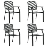 NNEVL Outdoor Chairs 4 pcs Mesh Design Steel Black