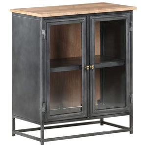 NNEVL Sideboard Grey 60x35x70 cm Solid Acacia Wood and Steel