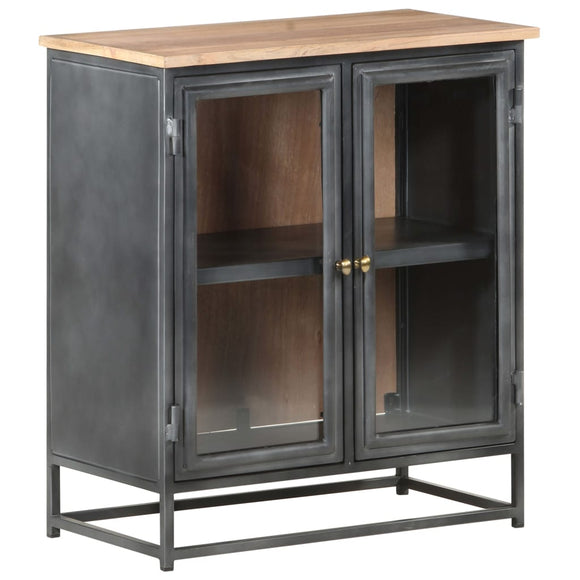 NNEVL Sideboard Grey 60x35x70 cm Solid Acacia Wood and Steel