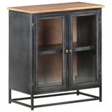 NNEVL Sideboard Grey 60x35x70 cm Solid Acacia Wood and Steel