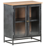 NNEVL Sideboard Grey 60x35x70 cm Solid Acacia Wood and Steel