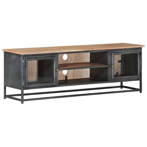 NNEVL TV Cabinet Grey 120x30x40 cm Solid Acacia Wood and Steel