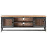 NNEVL TV Cabinet Grey 120x30x40 cm Solid Acacia Wood and Steel