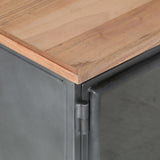 NNEVL TV Cabinet Grey 120x30x40 cm Solid Acacia Wood and Steel