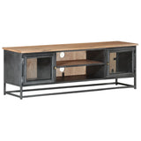 NNEVL TV Cabinet Grey 120x30x40 cm Solid Acacia Wood and Steel