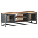 NNEVL TV Cabinet Grey 120x30x40 cm Solid Acacia Wood and Steel