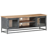NNEVL TV Cabinet Grey 120x30x40 cm Solid Acacia Wood and Steel
