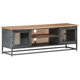 NNEVL TV Cabinet Grey 120x30x40 cm Solid Acacia Wood and Steel