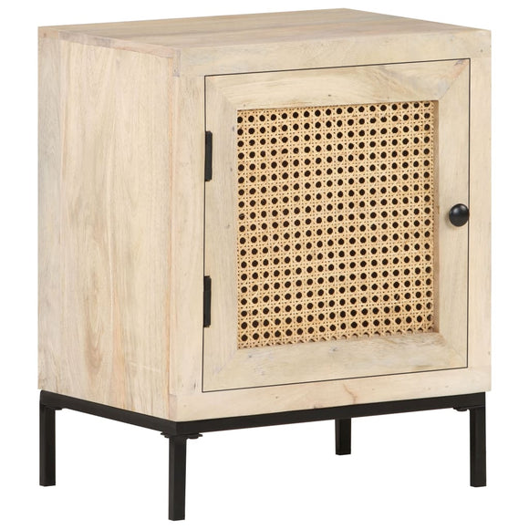 NNEVL Bedside Cabinet 40x30x50 cm Solid Mango Wood and Natural Cane