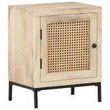 NNEVL Bedside Cabinet 40x30x50 cm Solid Mango Wood and Natural Cane