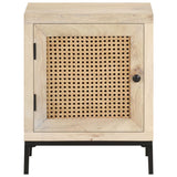 NNEVL Bedside Cabinet 40x30x50 cm Solid Mango Wood and Natural Cane