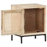 NNEVL Bedside Cabinet 40x30x50 cm Solid Mango Wood and Natural Cane