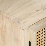 NNEVL Bedside Cabinet 40x30x50 cm Solid Mango Wood and Natural Cane