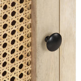 NNEVL Bedside Cabinet 40x30x50 cm Solid Mango Wood and Natural Cane