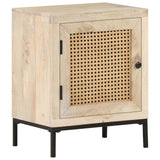 NNEVL Bedside Cabinet 40x30x50 cm Solid Mango Wood and Natural Cane