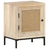 NNEVL Bedside Cabinet 40x30x50 cm Solid Mango Wood and Natural Cane