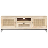 NNEVL TV Cabinet 120x30x40 cm Solid Mango Wood and Natural Cane