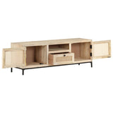 NNEVL TV Cabinet 120x30x40 cm Solid Mango Wood and Natural Cane