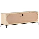 NNEVL TV Cabinet 120x30x40 cm Solid Mango Wood and Natural Cane