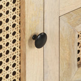 NNEVL TV Cabinet 120x30x40 cm Solid Mango Wood and Natural Cane