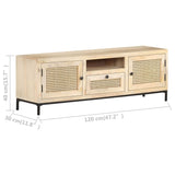 NNEVL TV Cabinet 120x30x40 cm Solid Mango Wood and Natural Cane