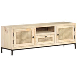 NNEVL TV Cabinet 120x30x40 cm Solid Mango Wood and Natural Cane