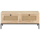 NNEVL Coffee Table 90x50x37 cm Solid Mango Wood and Natural Cane