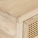 NNEVL Coffee Table 90x50x37 cm Solid Mango Wood and Natural Cane