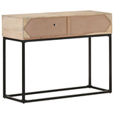 NNEVL Console Table 100x35x76 cm Solid Mango Wood and Natural Cane