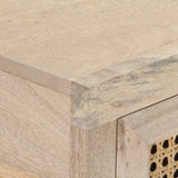NNEVL Console Table 100x35x76 cm Solid Mango Wood and Natural Cane