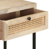 NNEVL Console Table 100x35x76 cm Solid Mango Wood and Natural Cane
