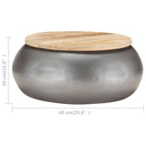 NNEVL Coffee Table Grey 68x68x30 cm Solid Mango Wood