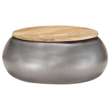NNEVL Coffee Table Grey 68x68x30 cm Solid Mango Wood