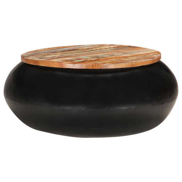 NNEVL Coffee Table Black 68x68x30 cm Solid Reclaimed Wood